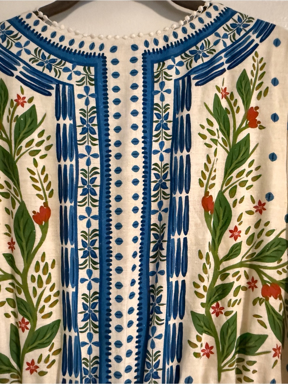 FARM Rio Cream Midi Dress with Blue & Green Botanical Print - Picture 10 of 15